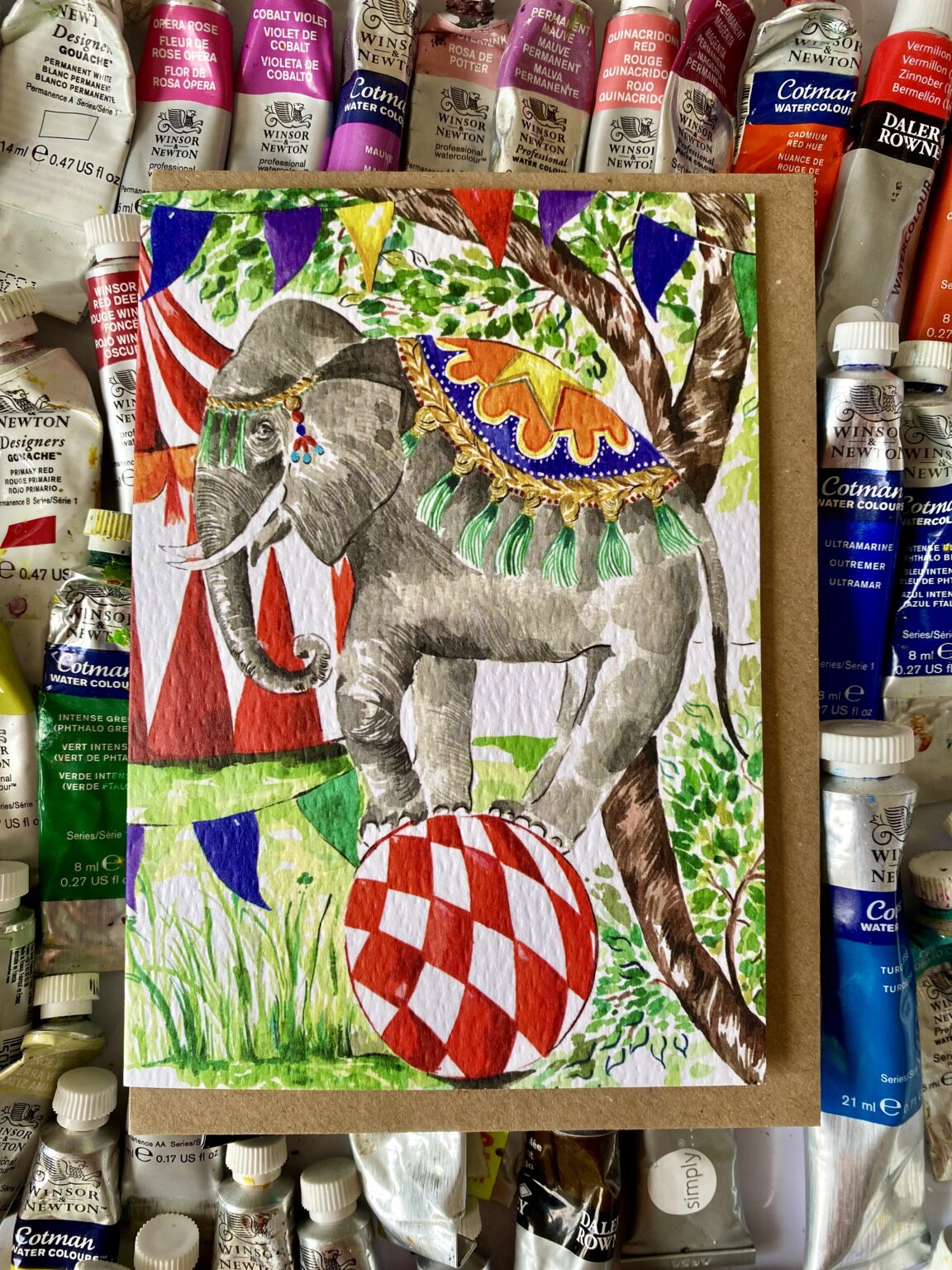 Circus Elephant Greeting Card